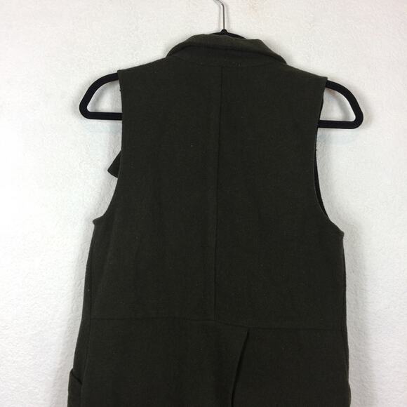 BCBGeneration Green Wool Long Open Front Military Duster Vest Size Small - Picture 9 of 12